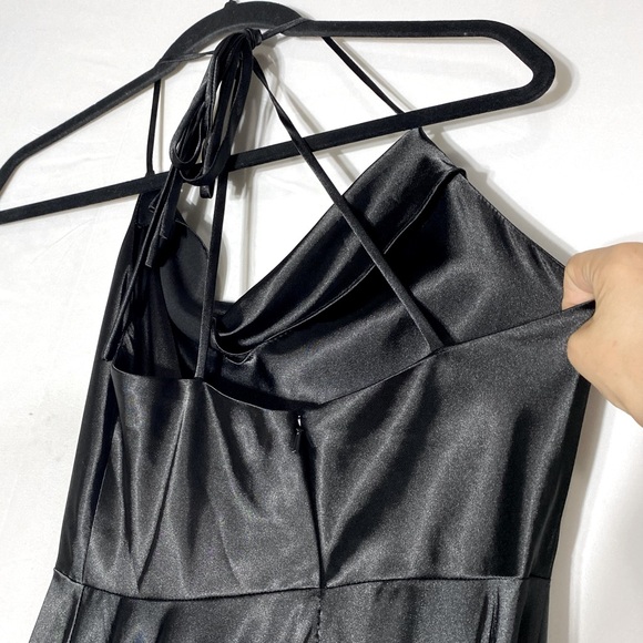 Cinderella Divine Elegant Black Satin Spaghetti Strap  Formal Evening Gown M - Picture 8 of 16
